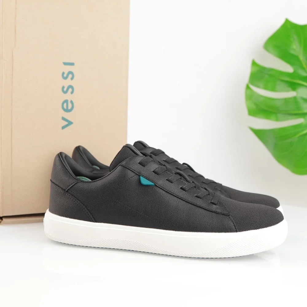 Vessi Womens Soho Sneaker Size 9 Waterproof Black Vegan Leather Lace Up Shoe Low